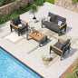 Aoxun Aluminum Patio Furniture Set 4 Seats, Oversized Outdoor Sectional by Aoxun