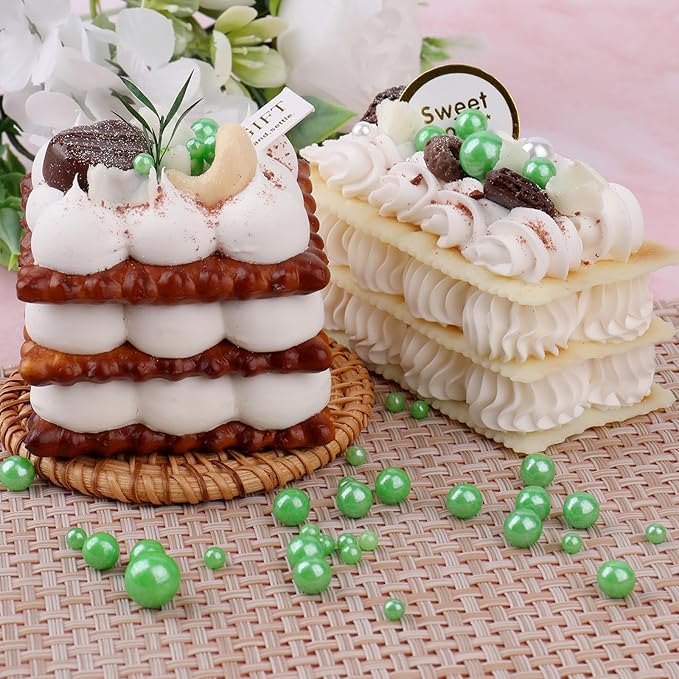 Green Sprinkles for Cake Decorating, 6 Sizes Mix Edible Pearl Sugar for Cupcake Cookie Ice Cream Topping, Wedding Parties Christmas Supplies 4.6 oz