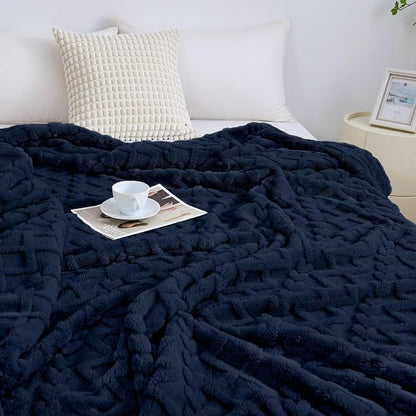 Aganear Fleece Throw Blanket for Couch Sofa 50"x60" Navy | Lightweight Fuzzy - Image 4
