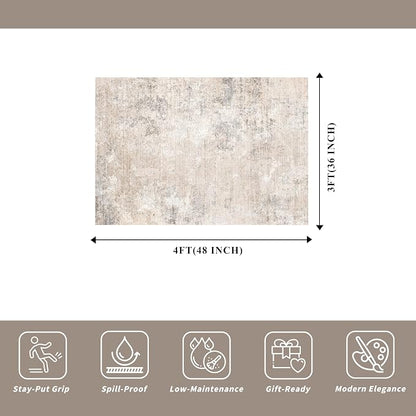3x4 Washable Entryway Area Rug – Non-Slip Modern Abstract Small Area Rug - Image 2