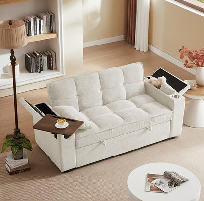 oaaktu Large Size Convertible Sleeper Sofa Bed, Polka dot Velvet Pull Out Futon - Image 3