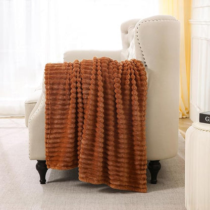 Burnt Orange Fleece Throw Blanket 108”×90” - Image 4