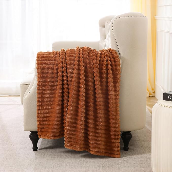 Burnt Orange Fleece Throw Blanket 60”×80” - Image 5