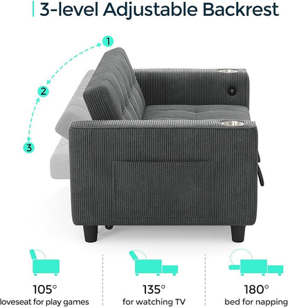 LINSY 54" Pull Out Couch with Charging Station - Image 3