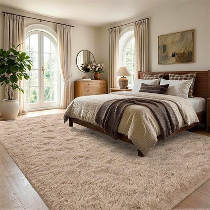 9x12 Extra Large Beige Fluffy Area Rug Non-Slip - Image 3