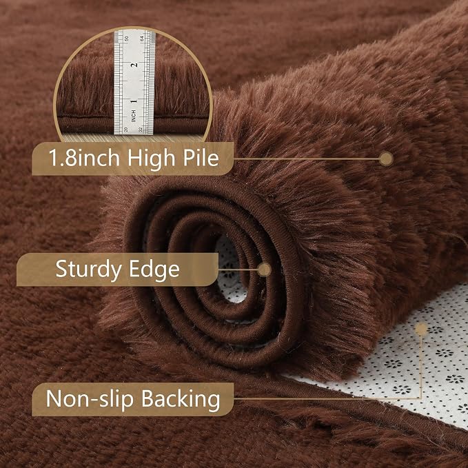9x12 Extra Large Brown Fluffy Area Rug Non-Slip - Image 6