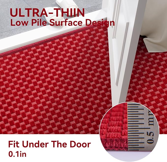 Kitchen Runner Rug Mat Non Slip Hallway Runner Washable Red 2x6 ft | Boho Soft - Image 6
