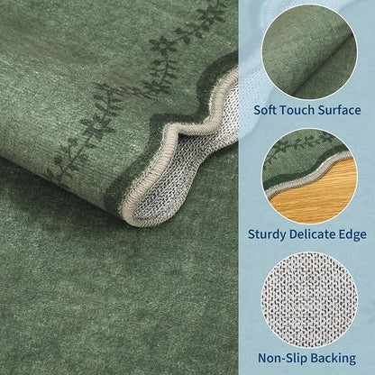GarveeHome 2x6 Scalloped Washable Runner Rug Non Slip Hallway Kitchen Rug | - Image 5