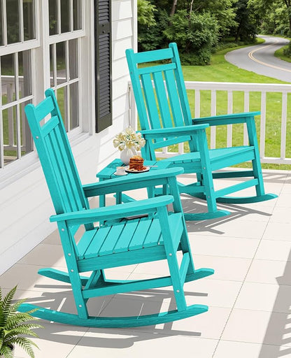 KINGYES Oversized Outdoor Rocking Chair Set of 2, All-Weather Patio Rocking - Image 2