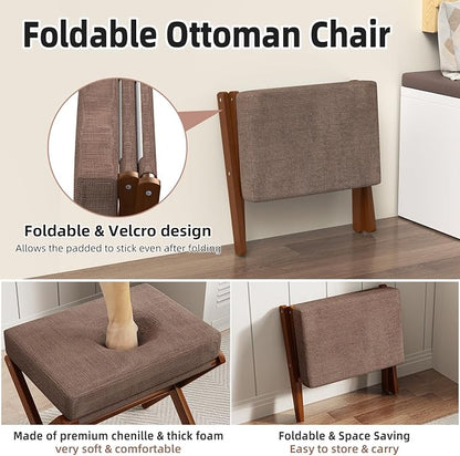 BAMBOOHOMIE Foldable Foot Stool Ottoman, Modern Foot Rest - Image 4