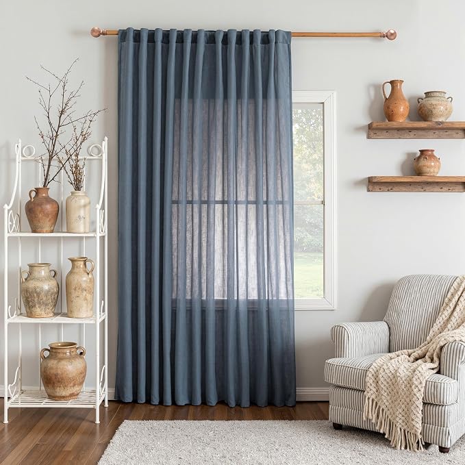 MYSKY HOME Living Room Curtains 90 Inches Long Farmhouse Light Filtering by MYSKYHOME