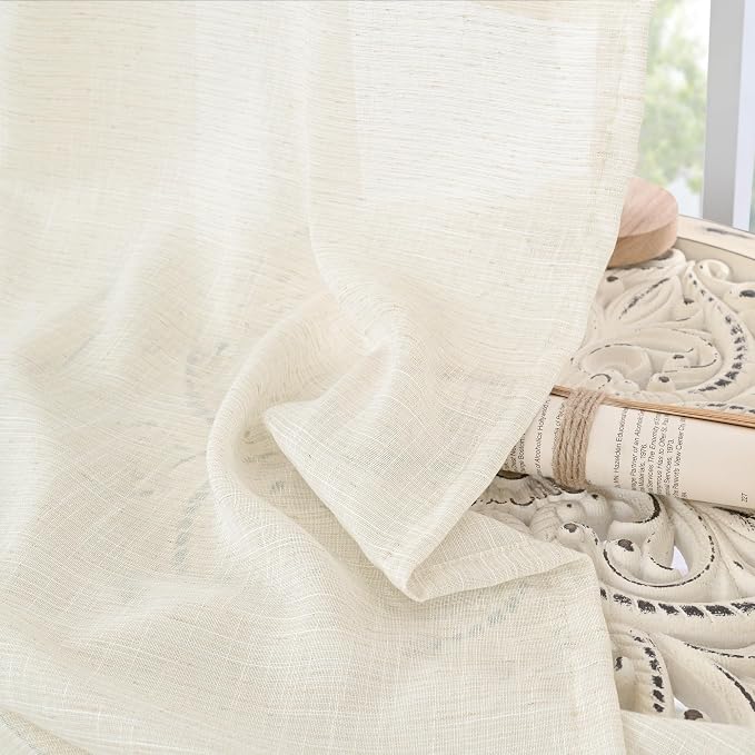 BGment Ivory Linen Curtains 98 Inches Long - Image 8