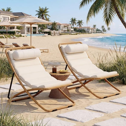 Outdoor Chaise Lounge Chair Set of 2, Patio Chaise Lounge Recliner, Poolside - Image 5