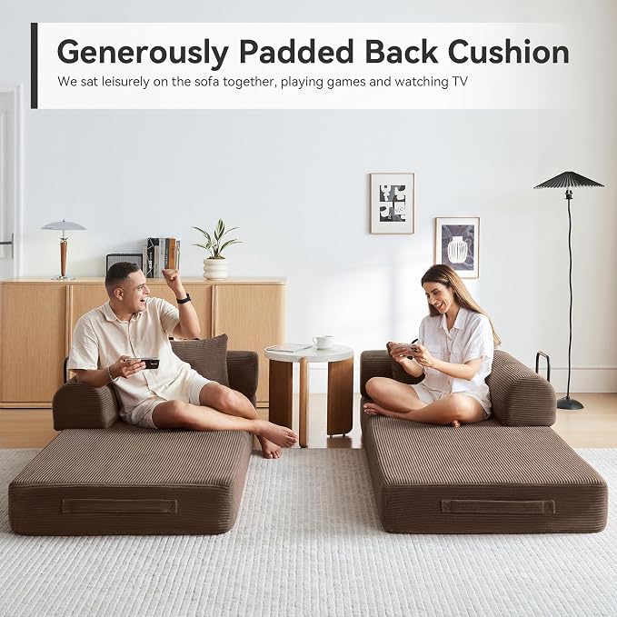 Convertible Modular Sleeper Sofa Bed, Mid Century Modern Decor Love Seat Memory - Image 7