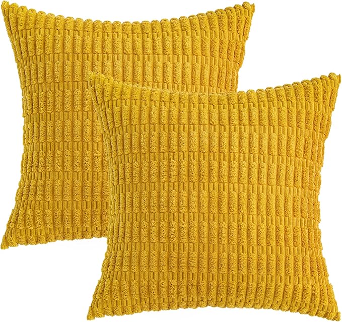 MIULEE Decorative Throw Pillow Covers 18x18 Mustard Yellow Pack of 2 | Soft - Image 6