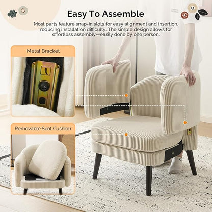 VINGLI 30.3" Wide Modern Barrel Accent Armchairs Set of 2 - Image 5