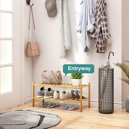 viewcare 2-Tier Bamboo Shoe Rack - Image 4