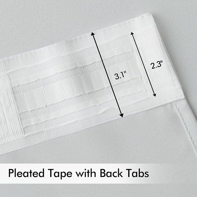 MIULEE Greyish White Back Tab Blackout Curtains 52x72 Inches Long 2 Panels | - Image 4