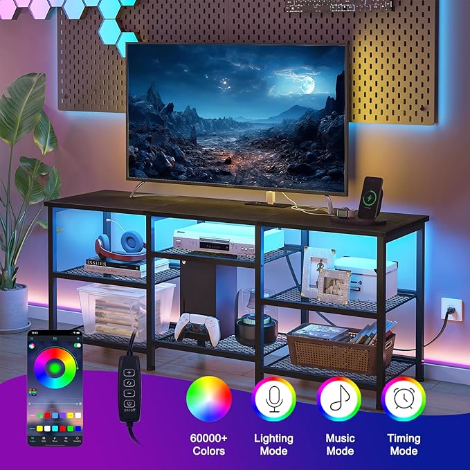 YGEOMER Entertainment Center for TVs Up to 55 Inch, Entertainment Stand - Image 4