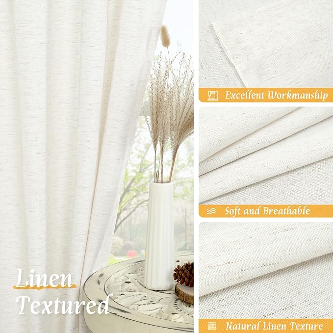 Linen Semi Sheer Curtains 84 inch Long - Image 7