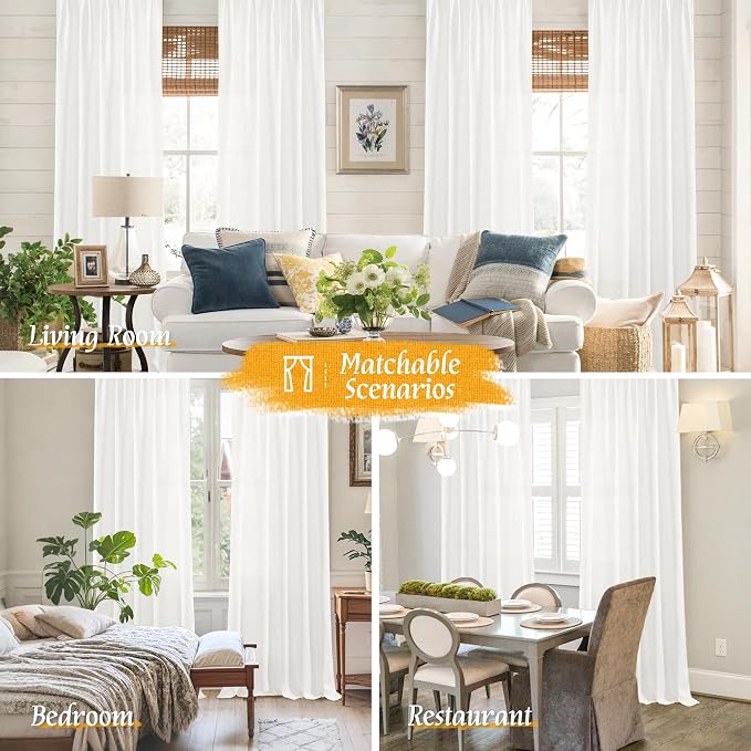Natural Ivory White Linen Curtains - Image 6