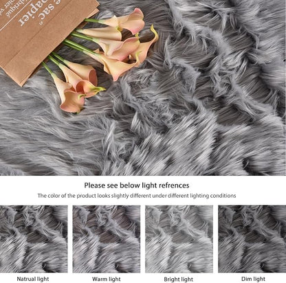 ORINOVA Shag Washable Area Rugs 8x10 Grey Fluffy Rug - Image 7