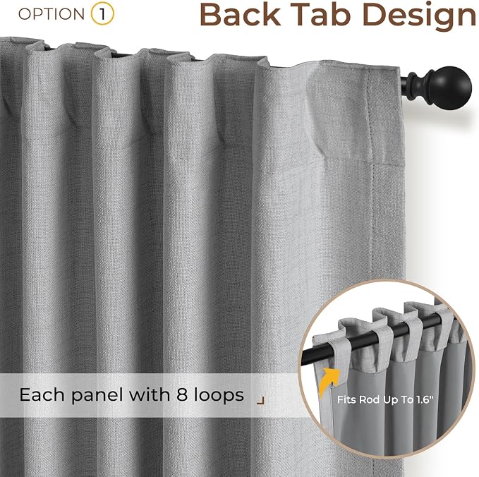 INOVADAY 100% Blackout Curtains 108 Inches Length 2 Panels Set, Back Tab/Rod - Image 3