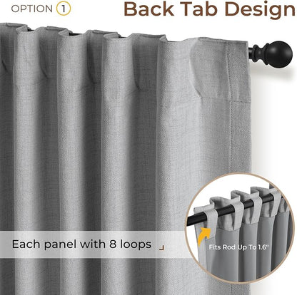 INOVADAY 100% Blackout Curtains 108 Inches Length 2 Panels Set, Back Tab/Rod - Image 3