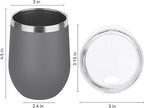 DOMICARE Stainless Steel Wine Tumbler Bulk with Lid, Personalized Insulated Tumblers Set, 12oz Travel Coffee Cups Pack of 8, Gray