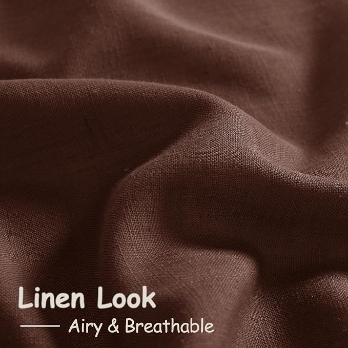 Rustic Brown Linen Curtains 84 Inch Length 2 Panels Set - Image 5