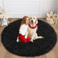 Faux Fur Black Round Rug 4ft for Bedroom, Plush Shaggy Circular Rug for Nursery by TENNOLA