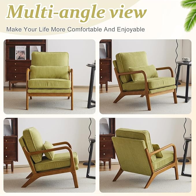 VINGLI Upgraded Premium Corduroy Accent Chairs Set of 2, Upholstered Arm Chair - Image 8