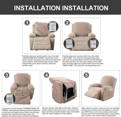 Genina Recliner Chair Covers, Stretch Reclining Chair Cover, Recliner Sofa - Image 7