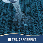 Arotive Luxury Chenille Bathroom Rug Mat, Extra Soft Thick Absorbent Shaggy Bath Rugs, Non-Slip Machine Wash Dry, Plush Bath Mats for Bathroom, Shower and Tub, 44x32, Peacock Blue