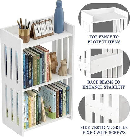 HAYOFAMY Bookshelf, Bookcase for Small Spaces, 3 Tier White Book Organizer - Image 7