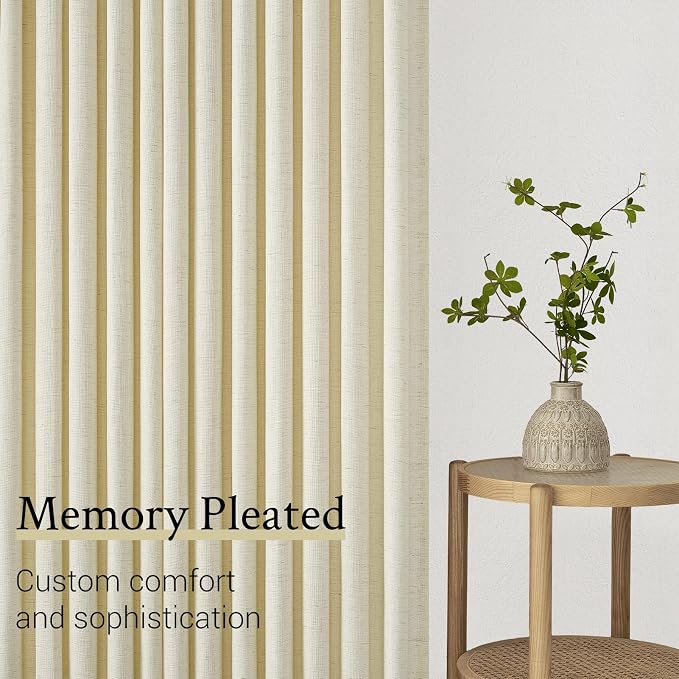 Topfinel 105 Inch Curtains 2 Panels Set, Two Packs Pinch Pleat Back Tab Linen - Image 7