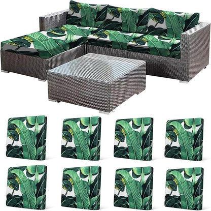 CALBODE 8 Pcs Stretch Outdoor Seat Cushion Covers, Monstera | Washable by CALBODE