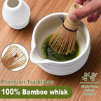 Matcha Whisk Set with Storage Box – 8 Pcs Matcha Tea Set Includes White Matcha Bowl, Whisk & Holder, Scoop & Rest, Sifter, Tea Cloth – Complete Japanese Matcha Set for Tea Lovers & Gift Giving