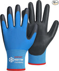KAYGO Winter Work Gloves for Men and Women, 12 Pairs Thermal Insulated Safety Work Gloves PU Coated, Smooth Grip on Palm & Fingers,Ideal for Freezer Work,Blue,S