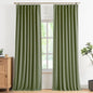Vision Home Dark Green Pinch Pleated Full Blackout Curtains Linen Blended Room by VisionHome