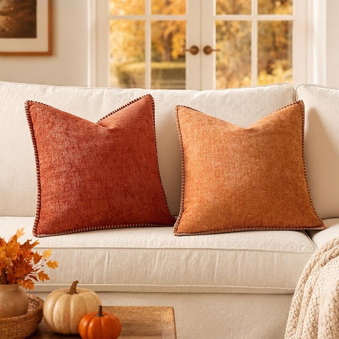 MIULEE Fall Decorative Couch Throw Pillow Covers 20x20 Inch Rust 2 Pack | - Image 5