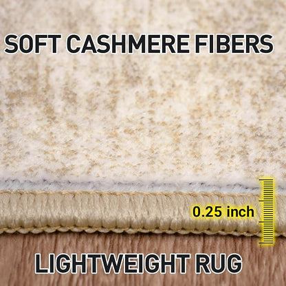 8x10 Area Rugs for Living Room: Washable Abstract Beige Badroom Carpet | - Image 7
