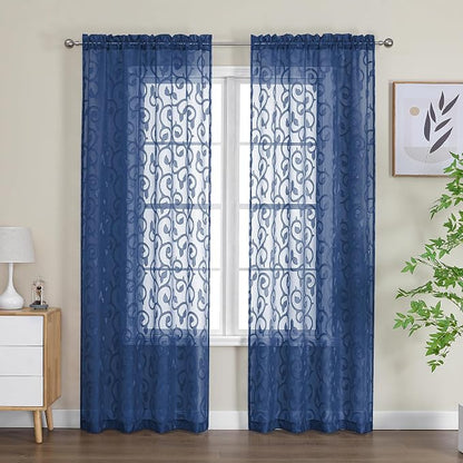 Furman Blue Sheer Curtains 84 inches Long - Image 2