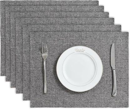 BALCONY & FALCON Placemats Set of 6 Faux Linen Cloth Place Mats Washable by BALCONYFALCON