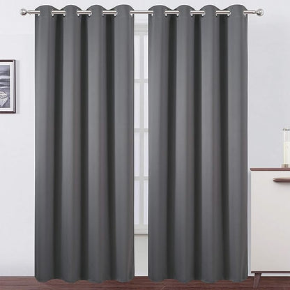 Grey Blackout Curtains/52 x 108 Inch/Set of 2 Panels Thermal Insulated Room by Lemomo