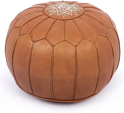 Marrakesh Gallery Genuine Leather Round Pouf Unstuffed by MarrakeshGallery