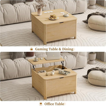 LYNCOHOME 31.5" Fluted Lift Top Coffee Table - Image 6