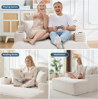 GarveeHome 64in Oversized Corduroy Fabric Bone-Free Sofa Bed Cloud Sofa - Image 8