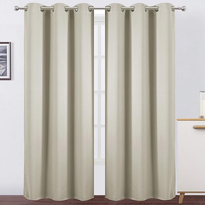Light Beige Thermal Blackout Curtains/38 x 84 Inch/Set of 2 Panels Room by Lemomo