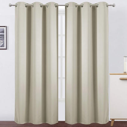 Light Beige Thermal Blackout Curtains/42 x 84 Inch/Set of 2 Panels Room by Lemomo